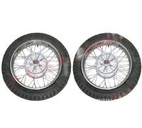 Nuovo Set 2 Cerchi Ruota 16" Con Pneumatico Camera Per Jawa S2u, 36 Fori Neri