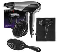 NUOVO set asciugacapelli Remington D3190S nero con spazzola e borsa da viaggio