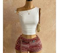 Nuovo set casual da 2 pezzi in maglia marrone con texture soffice, scollo asimmetrico e fiori, adatto per vacanze, matrimoni, lauree, San Patrizio, primavera, festival musicali, elegante stile boho tr