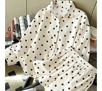 Nuovo set da donna minimalista e alla moda a pois, versatile e casual, composto da 2 pezzi con maniche lunghe e pantaloncini L,M,S,XL,XS,XXSPoisTessuto