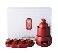 Nuovo set da sakè con scaldavivande, set da 9 pezzi in ceramica, tra cui 1 fornello per candele, 1 tazza scaldavivande, 1 pentolino per sakè, 4 tazze per sakè, 1 portacandele e 1 vassoio, nero, stovi