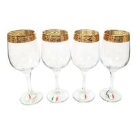 Nuovo Set Di 4 Multiuso Oro Metallico, Vetro Trasparente Vino Bianco, Calici,