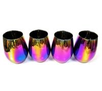 Nuovo Set Di 4 RAINBOW FUSION Specchio Riflettente senza Stelo Vino, Acqua 547ml