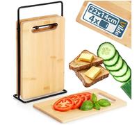NUOVO set di 4 taglieri in bambù con supporto 22 x 14 cm tagliere da cucina