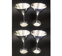Nuovo Set Di 4 Tommy Bahama Metallico Elaborato Look Argento, Riflessivo Martini
