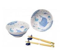 Nuovo set di 6 ciotole per ramen Whale Shark Mino Ware in ceramica giapponese...