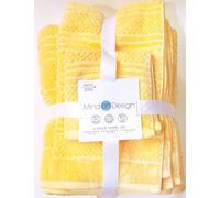 Nuovo Set Di 6 PC MIND ON DESIGN Giallo Righe 2 Bagno, 2 Mano, 2 Salvietta Telo
