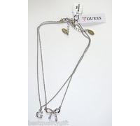 Nuovo Set di Due GUESS Color Argento Fiocco E " G " Ciondolo Collane + Strass