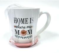 Nuovo Set Di Floreale Tazza Caffè,Tazza,Rosa Piattino,' Casa È Dove My Mom Is '