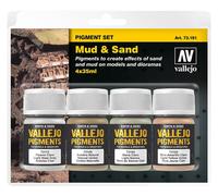 Acrylicos Vallejo Pigments - Pigment-Set Schlamm und Sand, Marrone