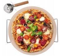 NUOVO set mattoni pizza Orion 3 pezzi 33 cm beige incl. supporto e taglierina