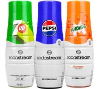 NUOVO SET SCIROPPO SODASTREAM 3x440 ml Pepsi 7Up Mirinda gusto concentrato