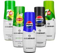 NUOVO set sciroppo Sodastream 5 x 440 ml Pepsi 7Up Zero Lipton tè verde...