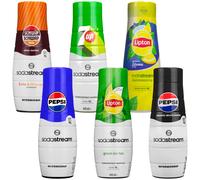 NUOVO SET SCIROPPO SODASTREAM 6x440 ml Pepsi 7Up Lipton Schwip Schwap bevanda...