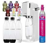 NUOVO set Sodastream gorgogliatore d'acqua Art White con 3 bottiglie e cilind...