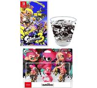 NUOVO set triplo Nintendo Switch Splatoon 3 e amiibo con bicchiere acrilico d...