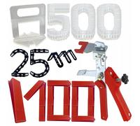 NUOVO sistema di livellamento piastrelle set 1 5 mm 500 clip 100 cunei 25 ang...