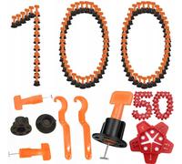 NUOVO sistema di livellamento piastrelle set 100 pezzi con chiave a vite stel...