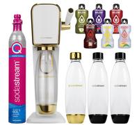NUOVO Sodastream Art Gorgogliatore Acqua Oro Bianco Set 3 Bottiglie Cartuccia...