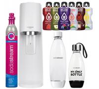 NUOVO Sodastream Gorgogliatore Acqua Terra Bianco 2 Bottiglie Sciroppo Cartuc...