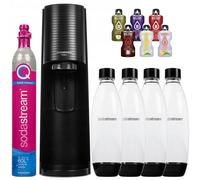 NUOVO Sodastream Gorgogliatore d'acqua Terra Nero con 4 bottiglie da 1 L e...