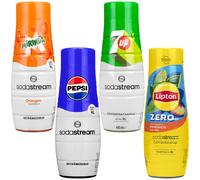 NUOVO SODASTREAM Sciroppo Set 4x440ml Pepsi Mirinda 7Up Lipton Ice Tea Zero