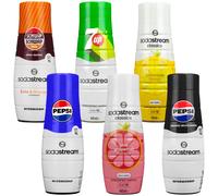 NUOVO SODASTREAM Sciroppo Set 6x440ml Pepsi 7Up Schwip Greipfrut Limone Zero