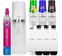 NUOVO Sodastream Terra Gorgogliatore Acqua Bianco 4 Bottiglie 3 Sciroppi Quic...