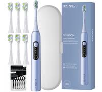 NUOVO Spazzolino Sonico Spinel Care SmileON Blu 6 Accessori Astuccio USB Time...
