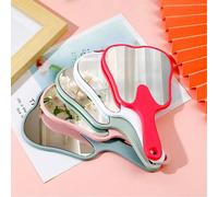 Nuovo specchio per il trucco a forma di dente, dimensioni 8,5 x 16 cm, carino e pratico, specchio ad alta definizione adatto per cliniche dentistiche, con manico comodo e superficie piatta, ideale per