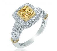 Nuovo Stile 2.55 Ctw Diamante Taglio Princess Decorato Giallo 18K IN Oro Bianco