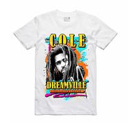 Nuovo Streetwear on Demand J Cole Dreamville World Bianco Maglietta