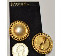 Nuovo Su Carta Originale Firmato MONET Orecchini Clip-On A Forma Di Nodo In Oro