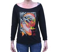 Nuovo Sweatshirt Nera Black Market Art Co. LIFES JOURNEY Donna Piccola-Grande