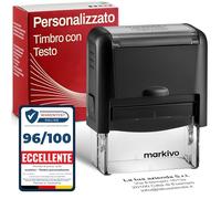 NUOVO - Timbro Personalizzato Autoinchiostrante - Ideale per Aziende, Uffici e Medici - Timbro Personalizzabile con Testo, Nome, Indirizzo - 47x18mm, max. 5 Righe, Nero (M)