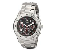 Nuovo Timex Color Argento Acciaio Inox Cronografo Quadrante Nero Uomo