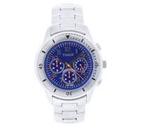 Nuovo Timex Tono Argento IN Acciaio Inox Cronografo Quadrante Blu Uomo