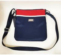 Nuovo Tommy Hilfiger Blu Navy + Bianco + Rosso Nylon,Argento a Tracolla,Borsa