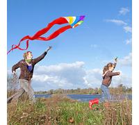 NUOVO triangolo arcobaleno Power da 3 m / aquiloni Delta con manico e linea di aquiloni che buone volano