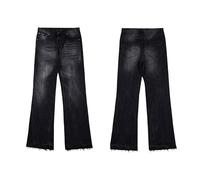 Nuovo Unisex Lavato Jeans - Micro Flared Nero E Blu Patchwork Design, Moda Loose Fit, Pantaloni in Stile Coppia per Uomini E Donne-Color-1||m