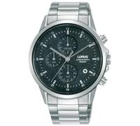 Nuovo Uomo Lorus Orologio Cronografo Quadrante Nero Data Finestra Acciaio Inox