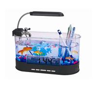 Nuovo USB Desktop Acquario Orologio/Organizer Con Luce LED, Rocks, Pianta