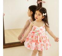Nuovo vestito da bambina con stampa digitale a fiori, vestito a canottiera con vita stretta e forma a ombrello! È comodo, alla moda, elegante, dolce, carino e in stile principessa, un must-have per l'