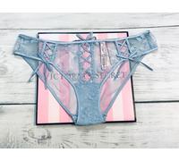 Nuovo Victoria Secret Dream Angels Luxe Floral Lace Up Shine Cheekini Blu Bianco