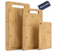 NUOVO WELLHAUS bambù tagliere set 3 pezzi succo scanalatura tagliere da cucina