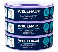 NUOVO WELLHAUS secchio per pannolini cassetta di ricarica set da 3 7 m profum...