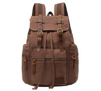 nuovo zaino da uomo o da donna in pelle d'epoca tela zaino trekking viaggio tote Coffee