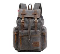 nuovo zaino da uomo o da donna in pelle d'epoca tela zaino trekking viaggio tote (Gray)