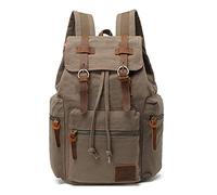 nuovo zaino da uomo o da donna in pelle d'epoca tela zaino trekking viaggio tote (Green)