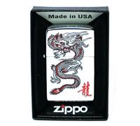 Nuovo Zippo Accendino Red Dragon Alto Cromo Lucido Realizzato IN USA